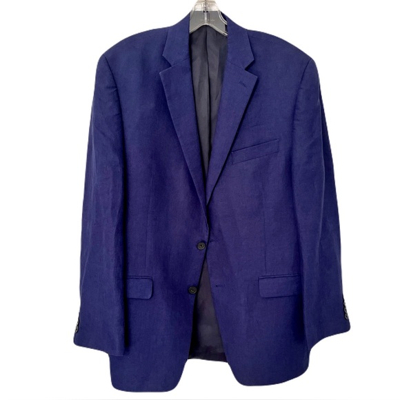 Lauren Ralph Lauren Navy 100% Linen Blazer, Size 41R - Picture 1 of 5